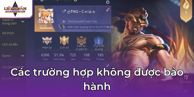Các trường hợp mà trang web không được bảo hành