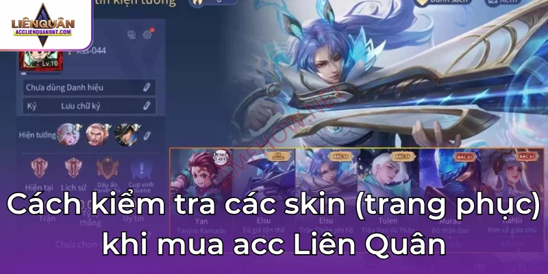 Cách kiểm tra các skin (trang phục) khi mua acc Liên Quân