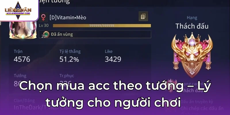 Chọn mua acc theo tướng – Lý tưởng cho người chơi 