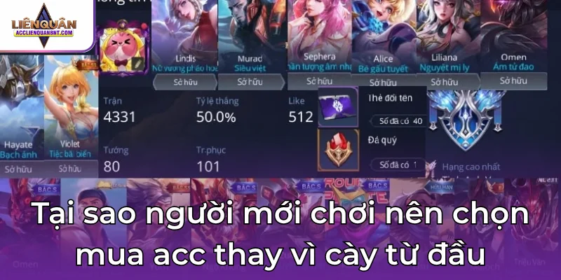 Tại sao người mới chơi nên chọn mua acc thay vì cày từ đầu